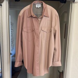 Nanushka Pink Leather Button-Up Shirt